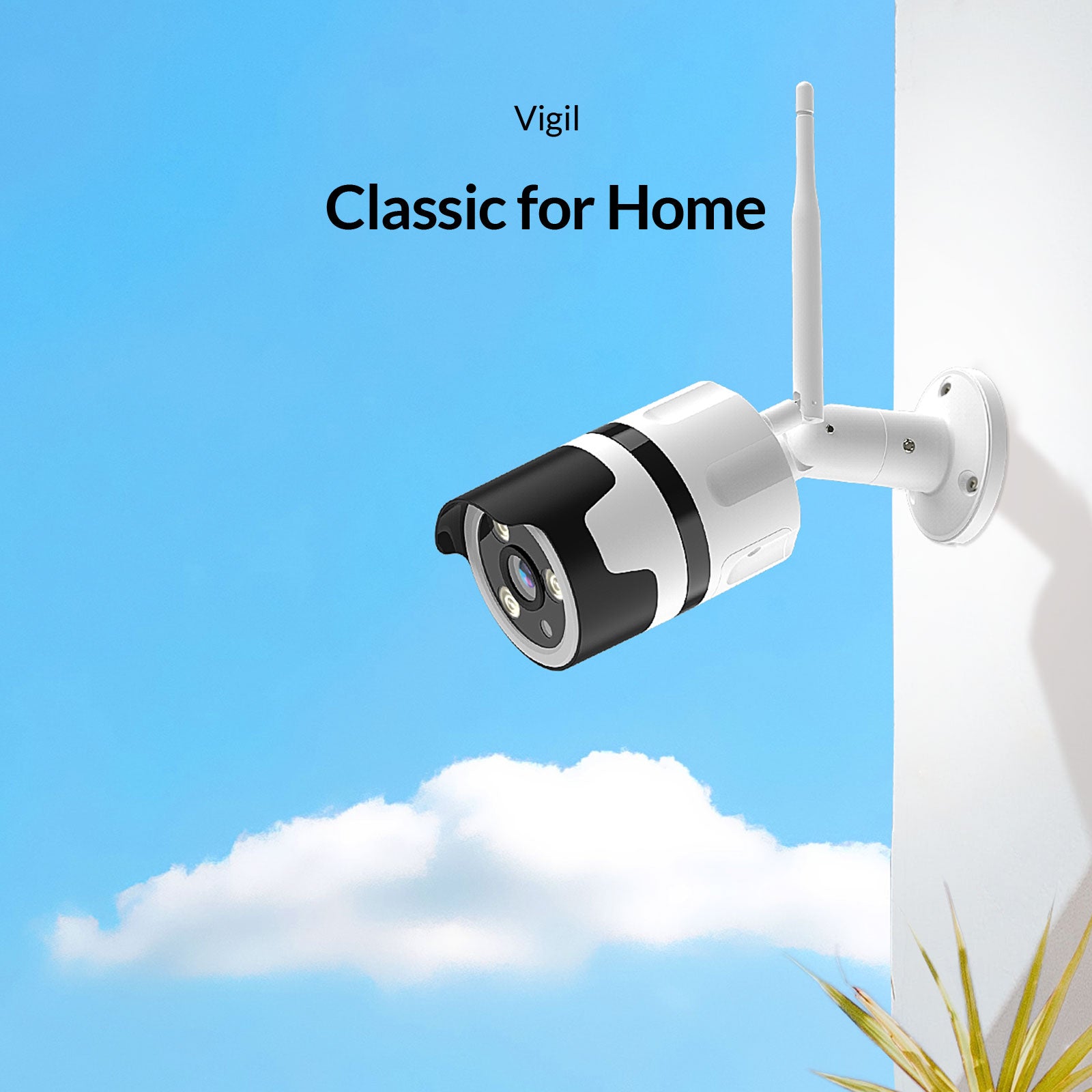 Caméra de surveillance extérieure Netvue, caméra pour la maison avec  projecteur, sirène, détection de mouvement, vision nocturne en couleur,  audio à 2 voies Compatible avec Alexa, Wi-Fi 2,4GHz